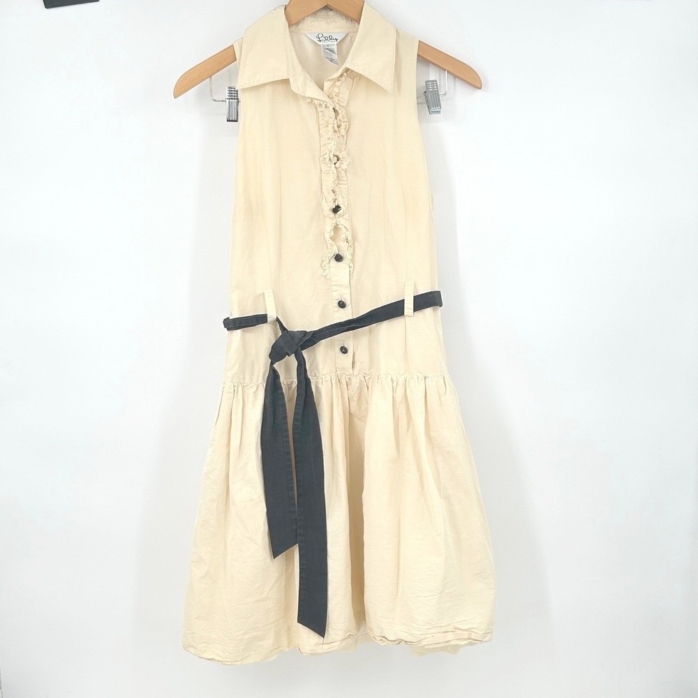 Lilly Pulitzer Wms Dress 6 Cream Silk Cotton Ruffle Drop Waist Preppy Coquette